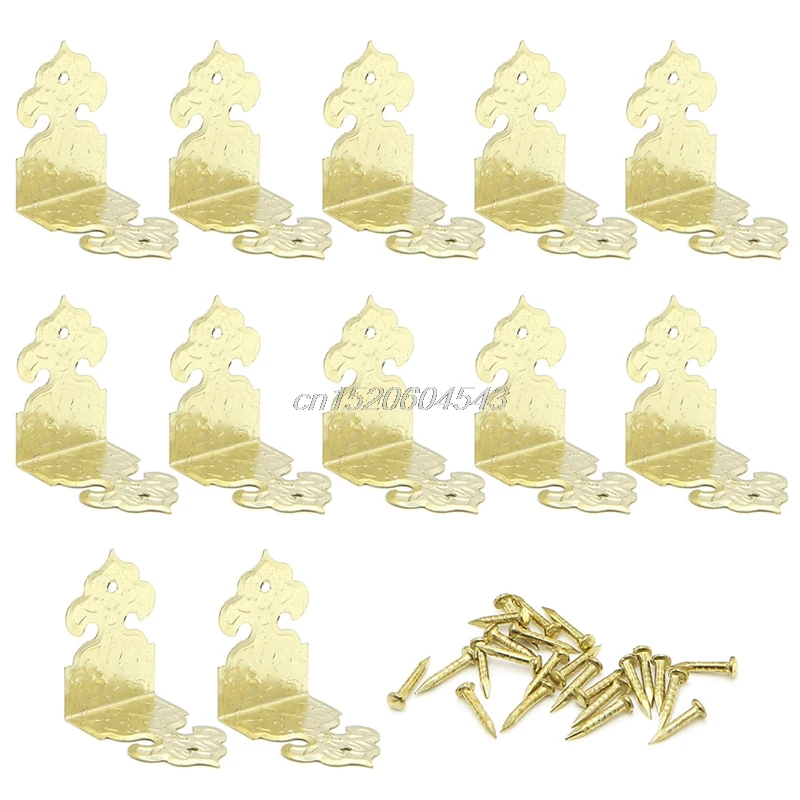 

12x Decorative Corner Bracket Furniture Wooden Box Feet Corner Protector 25mm S21 DropShip