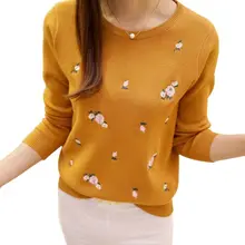 New 2018 Autumn Winter Casual Women Sweaters And Pullovers Embroidery Sweater Loose Pull Femme