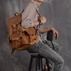 AETOO-sac à bandoulière rétro pour hommes et femmes, sac à dos de voyage fait à la main, de grande capacité, première couche en cuir, décontracté ► Photo 2/6