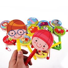 2 шт. детские погремушки барабаны деревянные игрушки/абсолютно новые детские игрушки стучать/для раннего развития игрушки