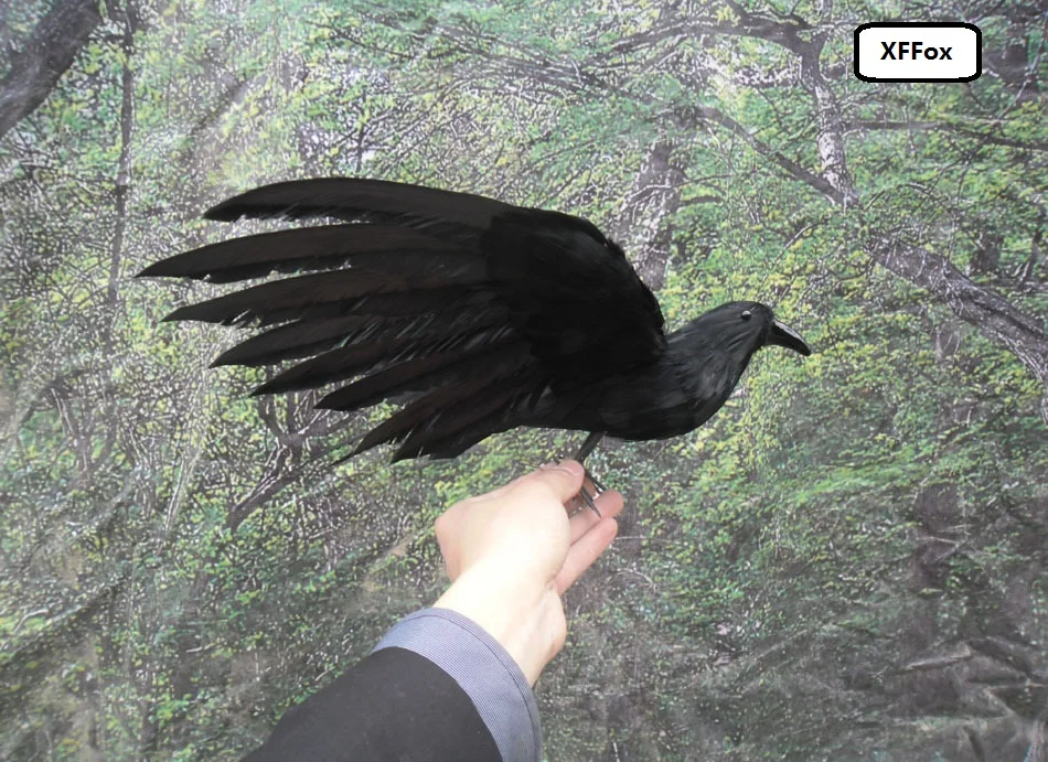 

new simulation wings crow model foam&furs black bird doll gift about 30x50cm xf0399