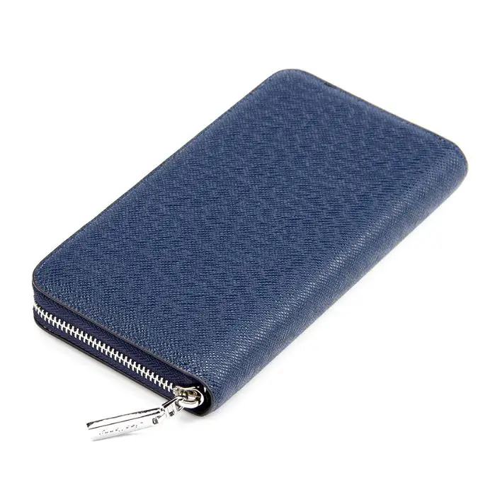 

FGGS-baellerry 1x Men long section two fold single zippered PU leather cross pattern handbag bag wallet 19.8*10.5*2cm, Blue