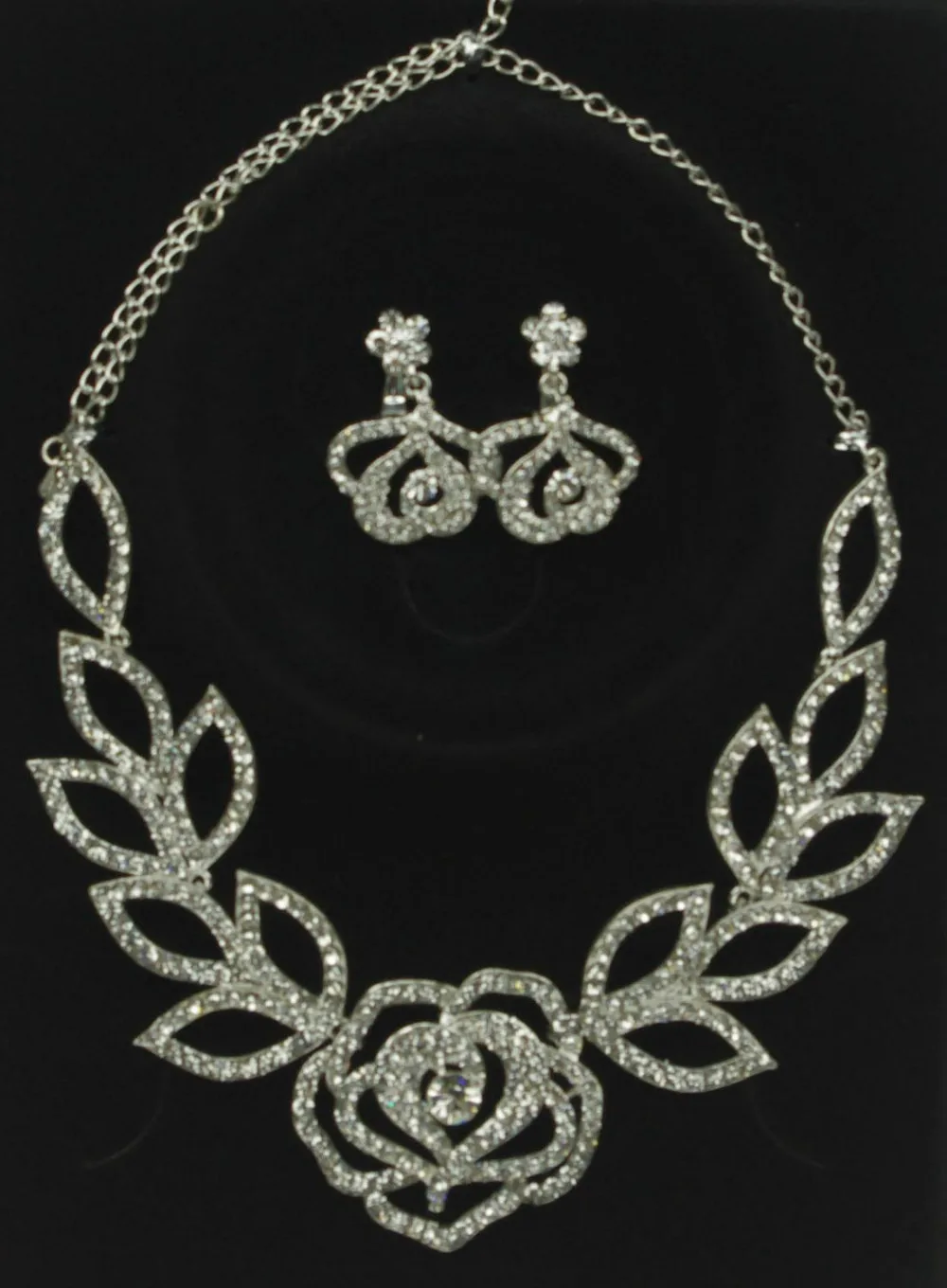 Buy Clear Glass Rhinestone Alloy Flower Necklace Clip