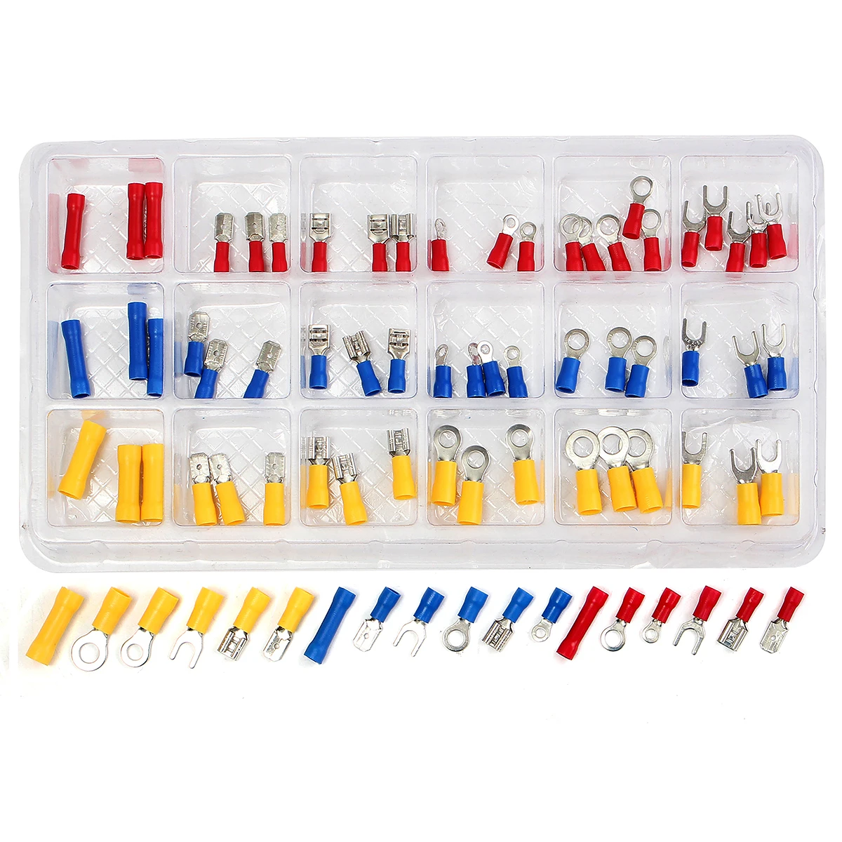 

76Pcs Insulated Butt Spade Ring Fork Crimp Terminal Assorted Crimp Terminals Car Audio Wire ConnectorWith Handy Storage Box