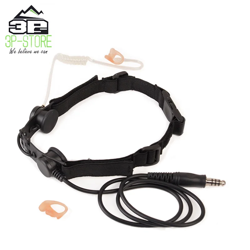 Microfone de Garganta Fone de Ouvido Fone de Ouvido à Prova Tático Neckband Rádio Portátil Caça Wz033 Throat à Prova d' Água Ptt Mic 3 Fones de Ouvido tático & Acessórios