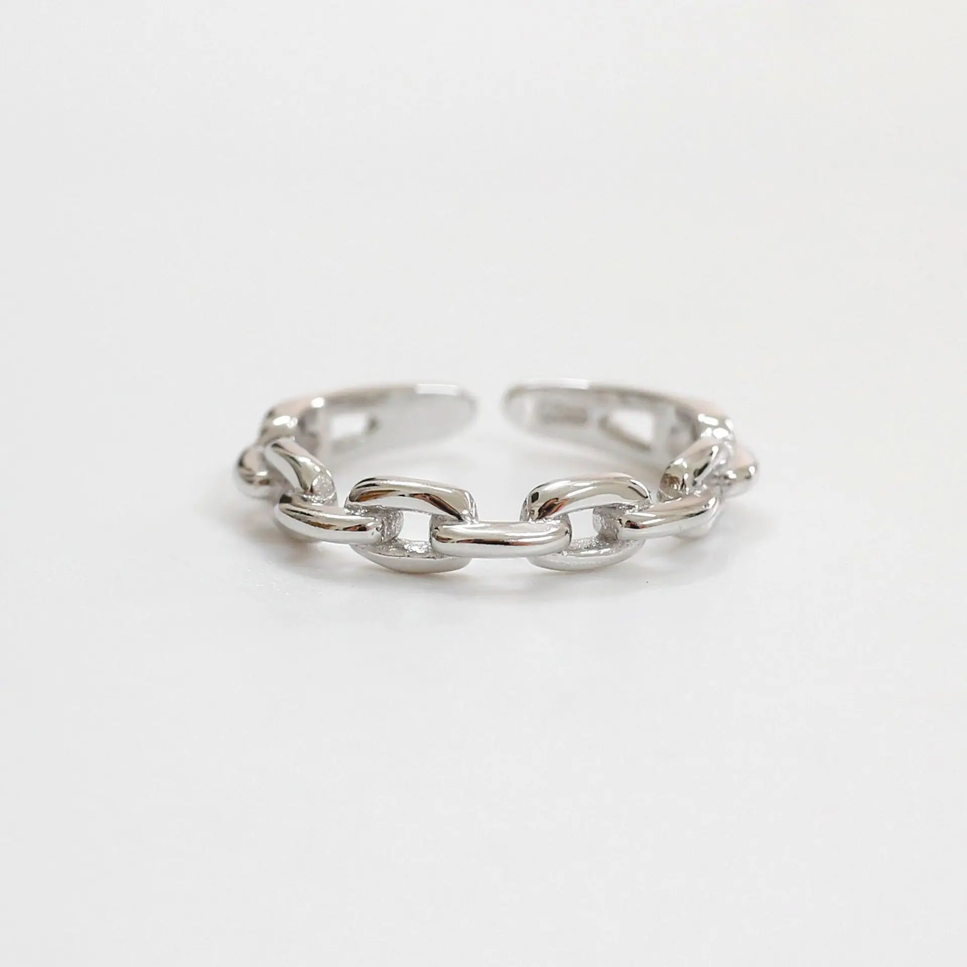 Настоящее 925 пробы, серебряные кольца для женщин, минималистичные, изменяемые, простая цепочка, регулируемое кольцо на палец, корейский Штабелируемый браслет