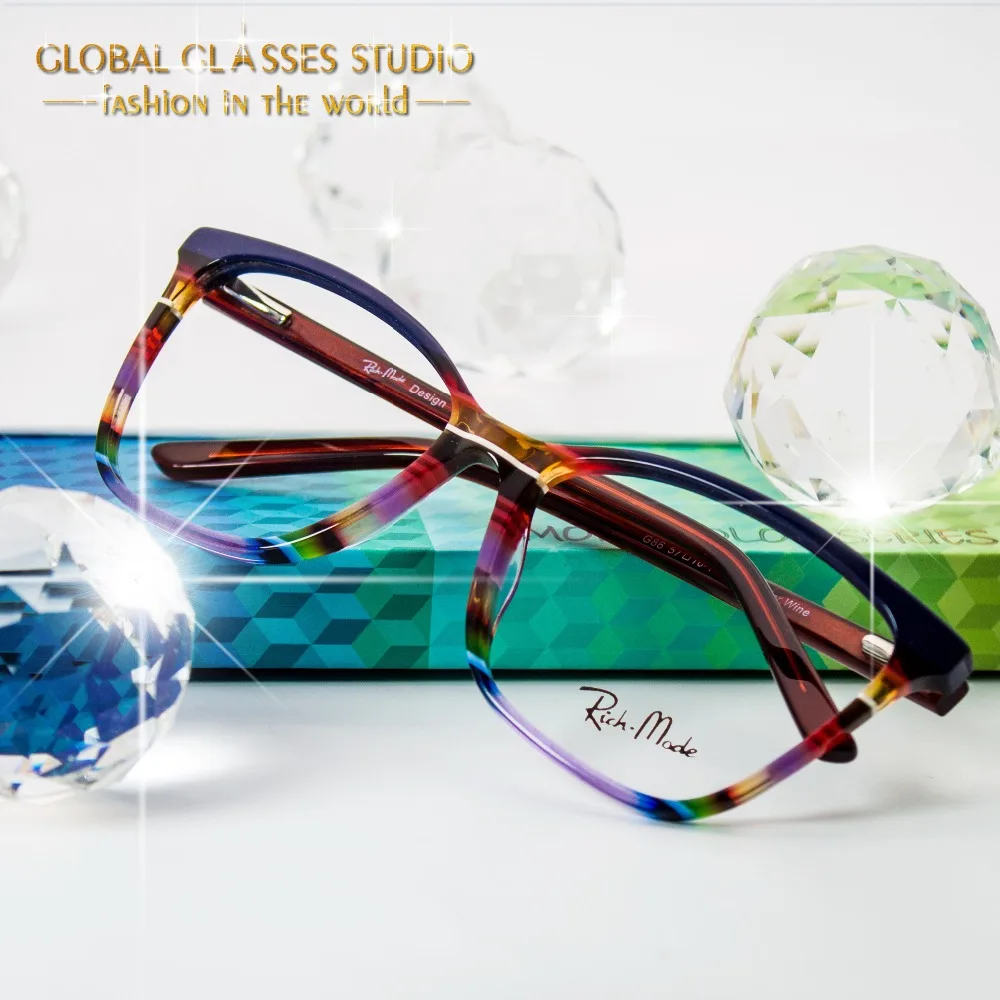

New Fashion Italy Design Glasses For Women Men Gray Red Brown Acetate Optical Frame Glasses Eyeglasses clean lens Eyewear G86