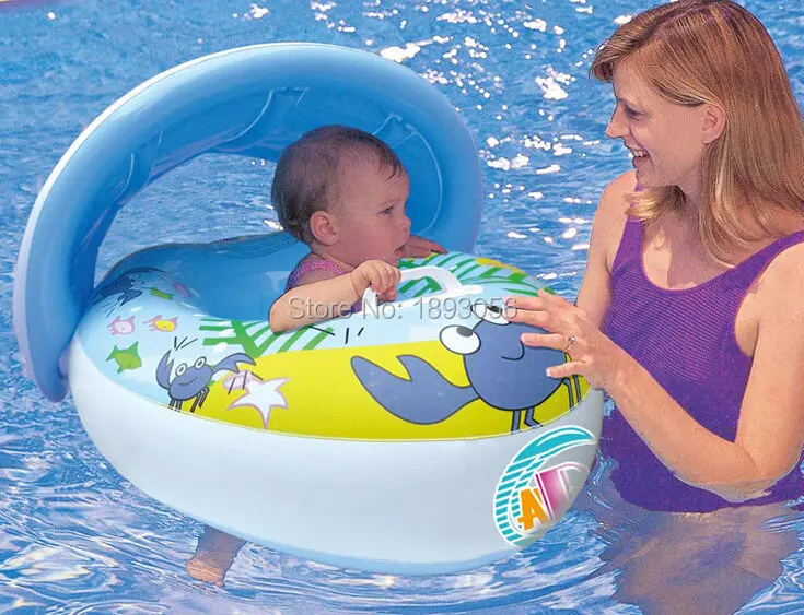 

Hot Sale Summer Life Raft Thicken Covered Crab boats baby seat Swim Float Seat with Sunshade PVC Inflatable Swimming Child Ring