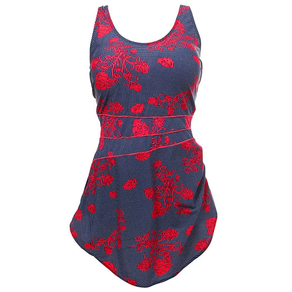 Andzhelika bikini Слитные купальники купальник больших размеров типа свим-дресс моделирующий фигуру - Цвет: Deep blue-red
