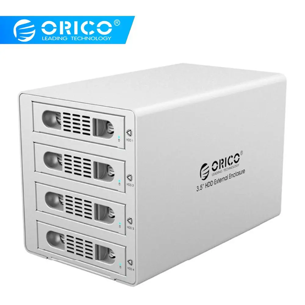 ORICO Tool Free алюминиевый 4 отсек 3,5 SATA USB3.0 и eSATA HDD внешняя док-станция RAID функция 4bay HDD Чехол