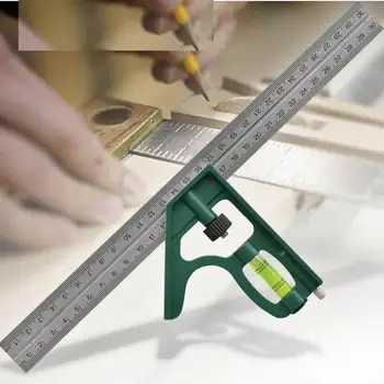 

120 pcs 30 cm Combination Angle Ruler Universal Mobile 45/90 Degree Square Ruler With Bubble Level For Machinist Measuring Tools