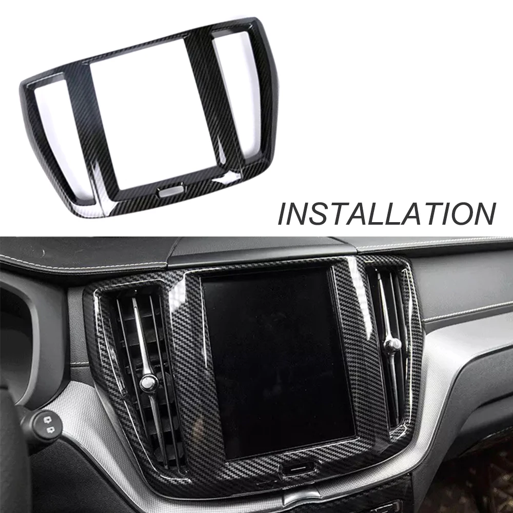 

JEAZEA ABS Carbon Fiber Control Navigation Panel Cover Trim Frame For Volvo XC60 XC 60 2018 2019 Car Accessories
