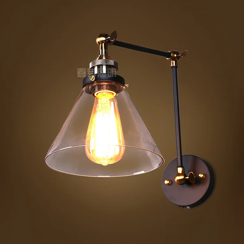 Loft Vintage Industrial Edison Wall lamps Clear Glass Wall Sconce Warehouse Wall Light Fixtures E27 110V/220V Bedside Lighting Loft Vintage Industrial Edison Wall lamps Clear Glass Wall Sconce Warehouse Wall Light Fixtures E27 110V/220V Bedside Lighting