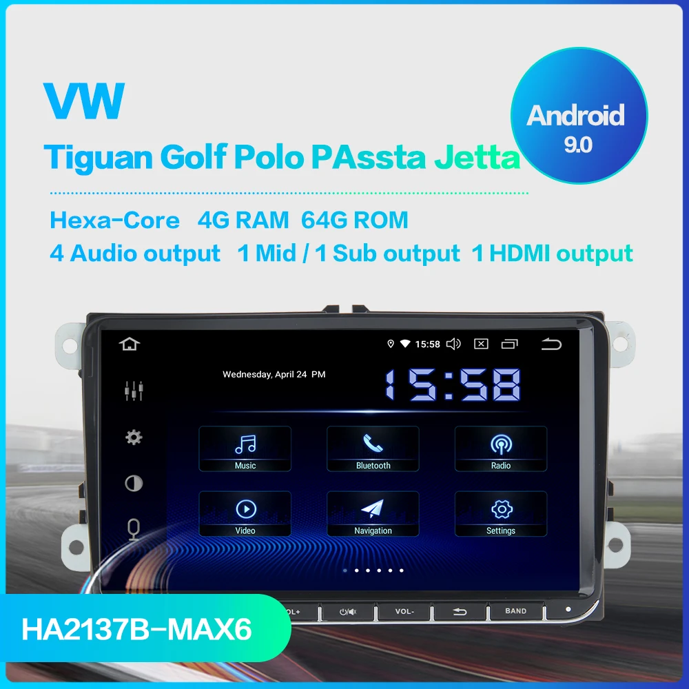 Dasaita " ips сенсорный экран 1 Din автомагнитола Android 9,0 для VW gps Polo Golf Eos Tiguan Seat leon Passat автомобильный стерео 1080P видео