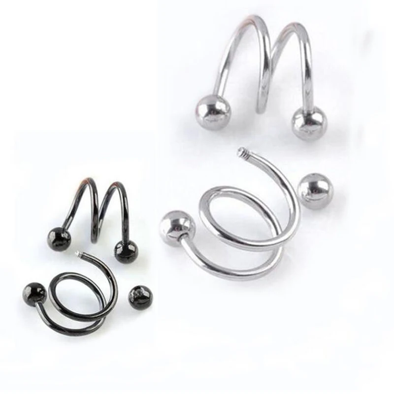

LNRRABC Unisex Women Men Punk Fashion Spiral Helix Earrings Rock Cartilage Clip Body Piercing Jewelry 5 Colors