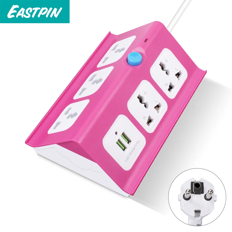 

Multi-function smart USB power socket EU plug 5 way international universal adapter socket 2 port USB for home office phone