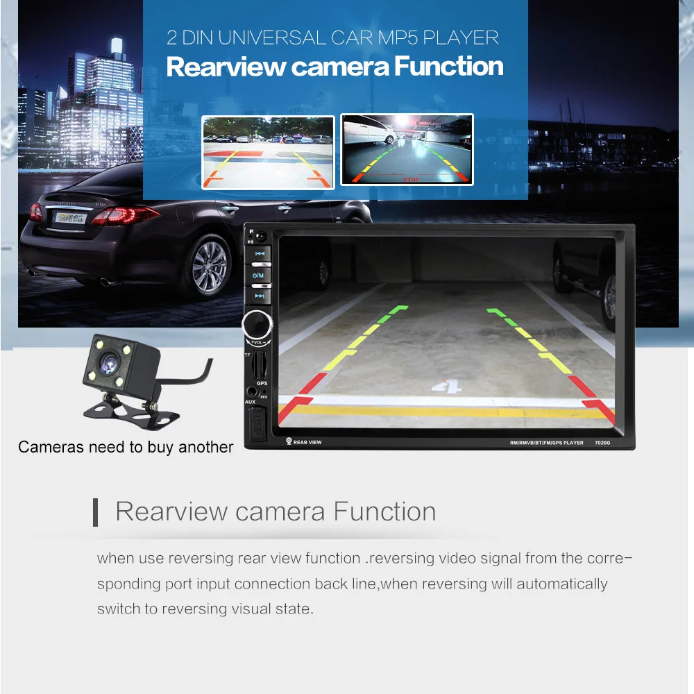 Best 7020G Car MP5 Player 7" Touch Screen In Dash Bluetooth Car Stereo Radio MP5 Player Support FM USB SD Aux Rear View Camera Input 6 Best 7020G Car MP5 Player 7" Touch Screen In Dash Bluetooth Car Stereo Radio MP5 Player Support FM USB SD Aux Rear View Camera Input 6
