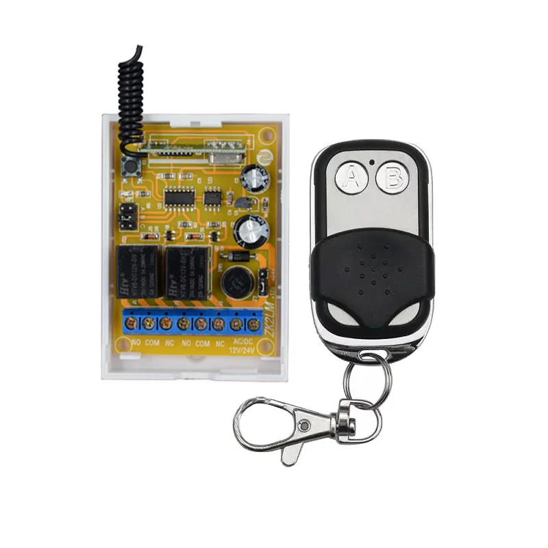 

DC 24V Smart RF Wireless Remote Control Light Switch 433Mhz Inching Push Cover Metal Transmitter 2X 1 Channel Relay