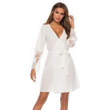 Новое шелковое кимоно халат женский Шелковый одежда для невесты сексуальные белые халаты Атласный халат женская одежда платья