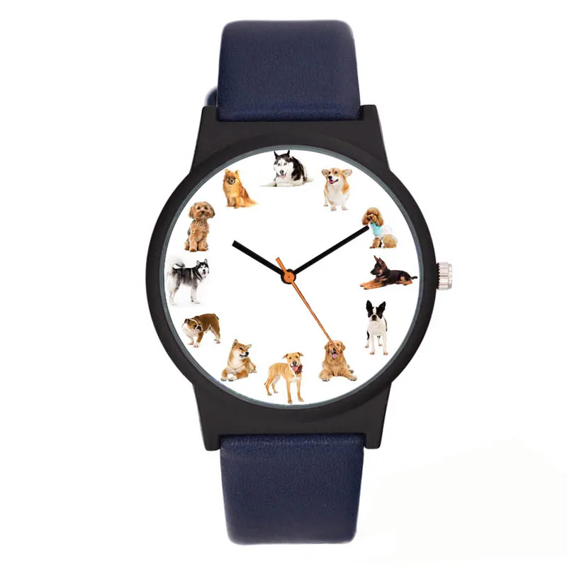 

A3309 lovely dog watch animal printed leather casual quartz women creative watches ladies wristwatch