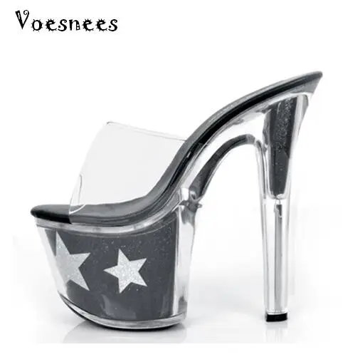 

Shoes Woman Platform Sandals 2015 Thin Heels Waterproof Ultrahigh Heels 16 cm Transparent Crystal Sandals Sexy Big Yards shoes