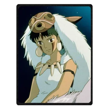 

Comfortable Flannel Blanket Warm Polyester Sofa Bedding Throw Rug Princess Mononoke Pattern Bedroom Decorative Blankets