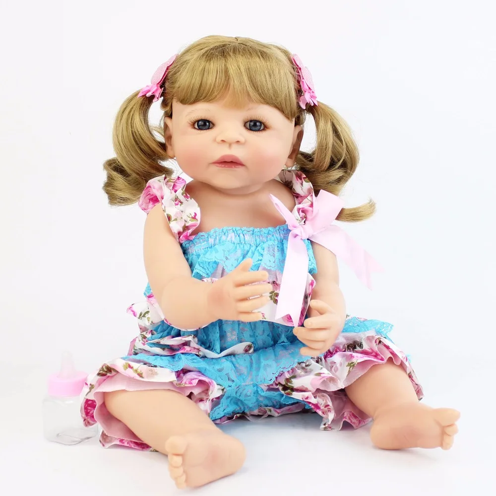 55 см полностью силиконовая виниловая Кукла Reborn Baby Doll Игрушки для девочек Bonecas 22 дюймов для новорожденных блонд принцесса Bebe живыми младенцами Рождественский подарок на день рождения