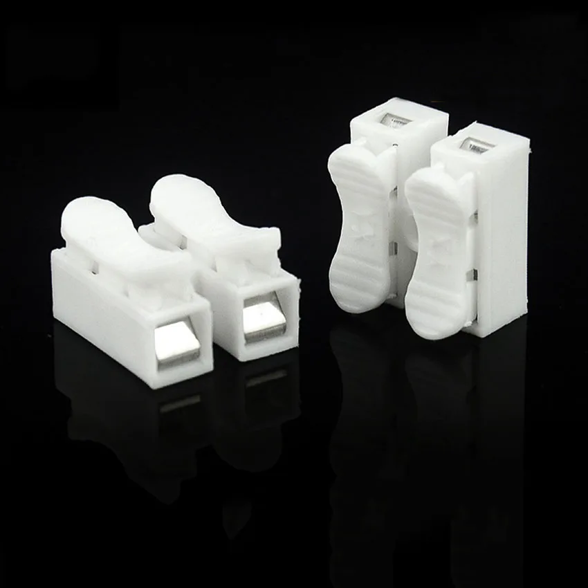 

CH-2 500pcs Quick Wire Connector Teminator 10A 250V 0.5-2.5mm^2 Spring Terminal Lug Electric for Wires Terminal Faston Connector