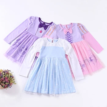 

New Arrival Kids Girl Princess Dress Long Sleeve Sofia Clothing Elsa Halloween Cosplay Costume Rapunzel Child Clothes