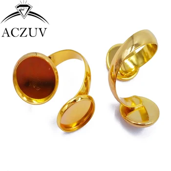 

100pcs Gold Plated 10mm 12mm Double Bezel Blank Ring Base Ring Backs Cabochon Setting DRB006