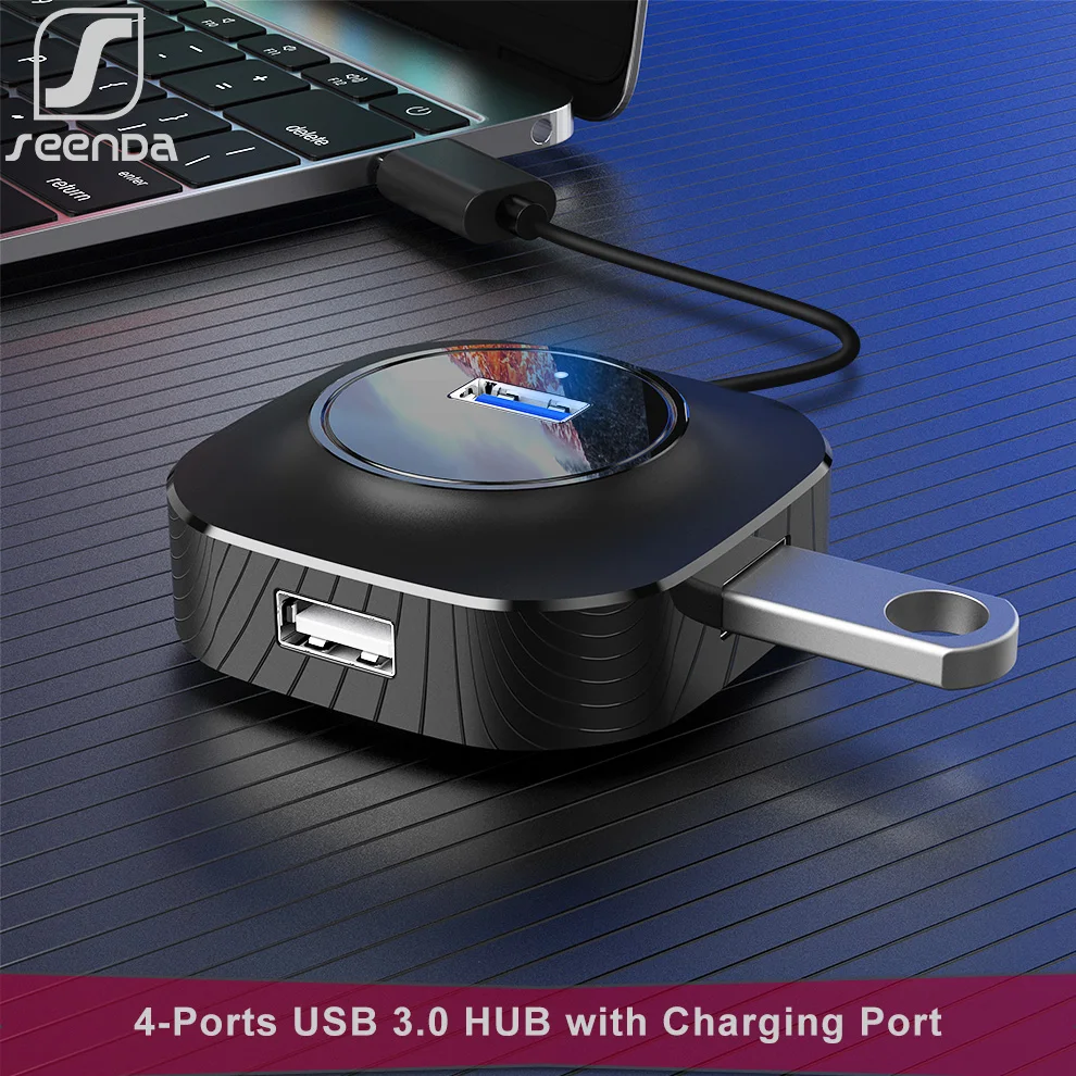 

SeenDa USB HUB 3.0 High Speed 4 Ports USB 2.0 Splitter Switch with Micro USB Charging Port for PC Computer Laptop Accessories