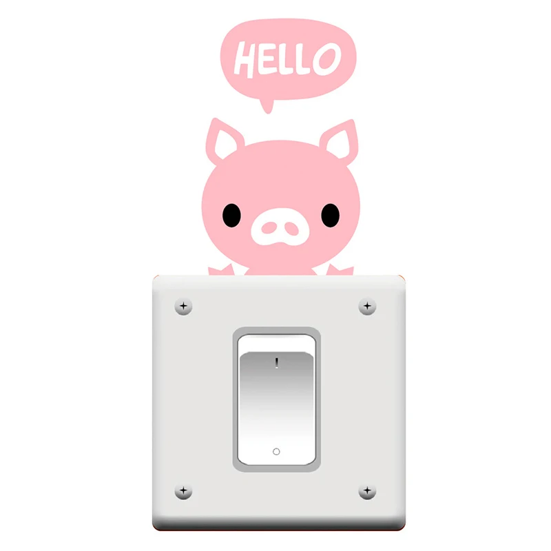 Мультфильм Hello Pig наклейки на выключатель мини виниловая наклейка наклейки на обои для детей украшения двери спальни