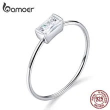 BAMOER Luxury Brand Fashion Sterling Silver 925 Bridal Ring for Women with Paved Micro Zircon Crystal