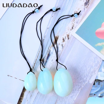 

Natural Opalite Stone Eggs Jade Yoni Eggs with beads 3Pcs Set Small Women Relaxation Massager Vaginal Ball Kegel Exerciser Eggs