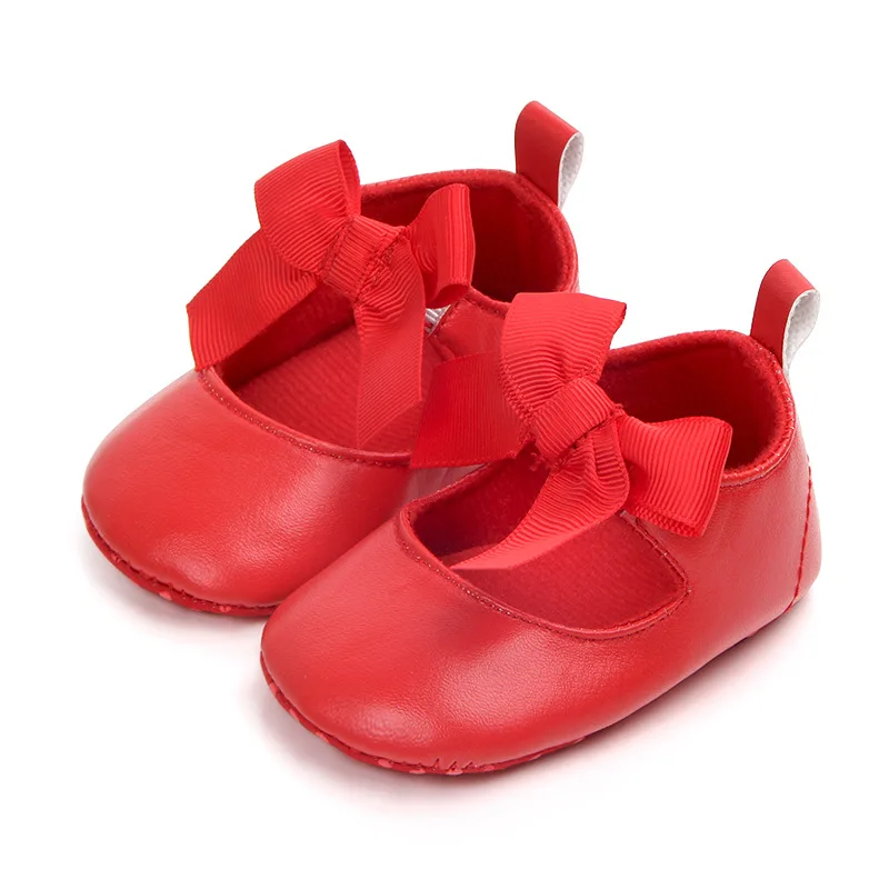 New 0-18M Toddler Baby Girl Soft PU Princess Shoes Bow Bandage Infant Prewalker Newborn Baby Shoes