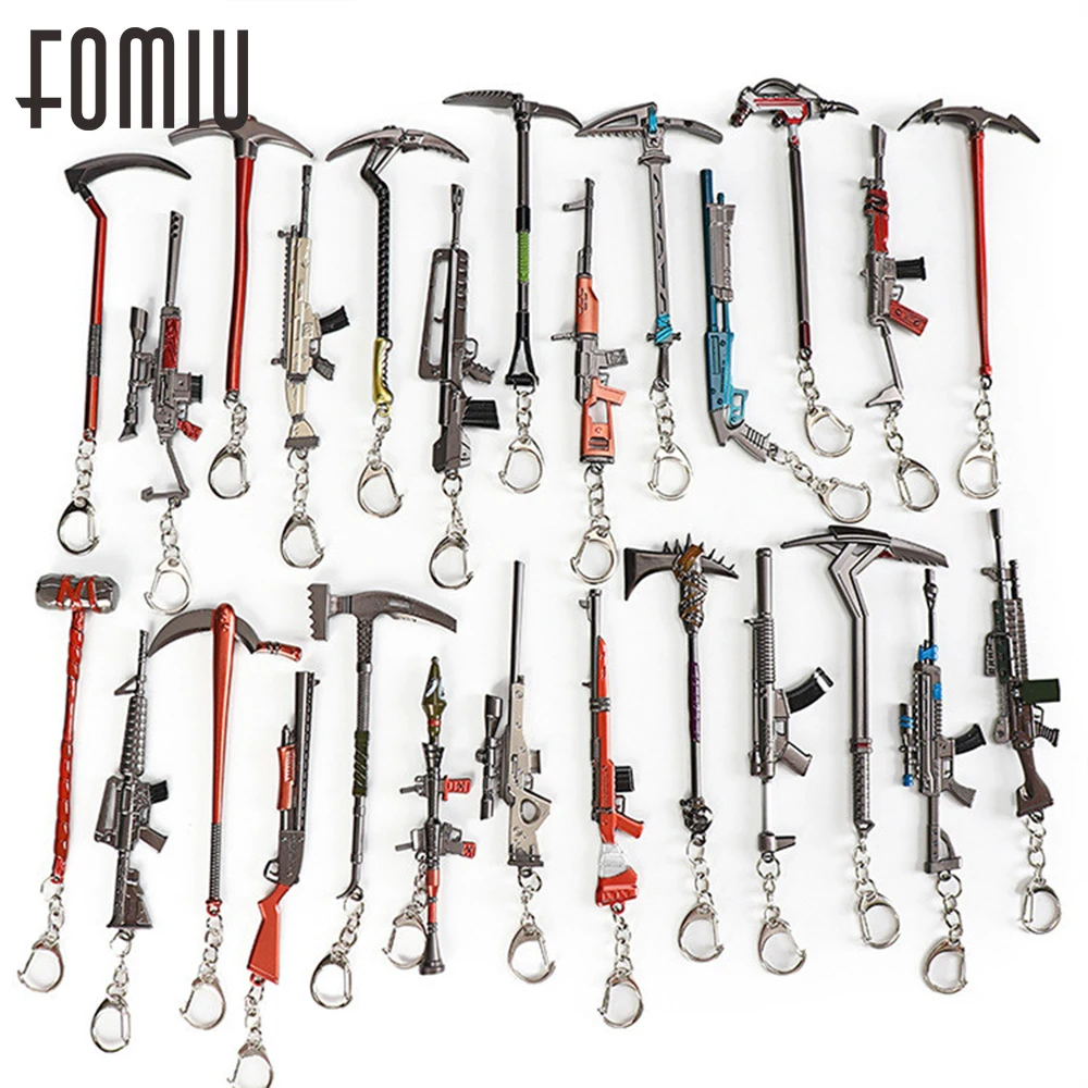 

Hot Game Fortnight Keychain FORTRESS AWM Gun Model Weapons 12cm Fort Night Keyring for Men Women Key Chain Gifts