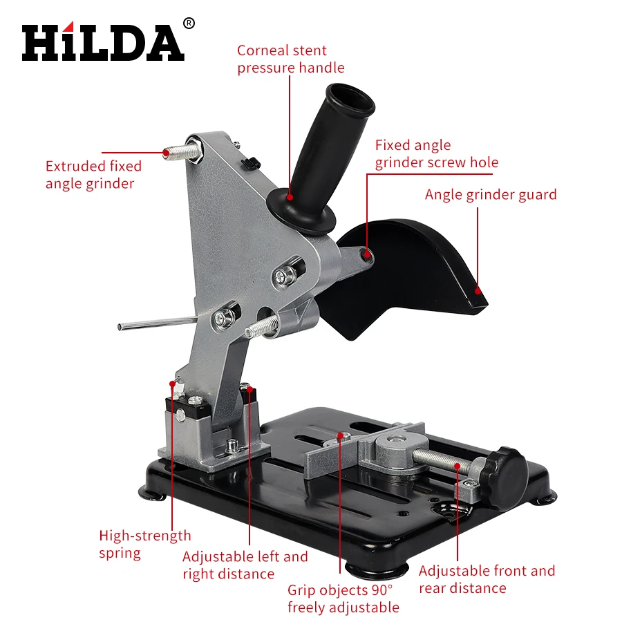 HILDA, универсальный шлифовальный станок, аксессуары, держатель для углового шлифовального станка, деревообрабатывающий инструмент, сделай сам, режущий стенд, шлифовальный станок, поддержка Dremel, электроинструменты
