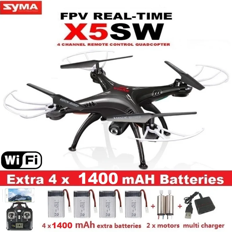 

Upgrade WiFi Camera Real Time Video RC Quadcopter 2.4G 6-Axis SYMA X5SW FPV Drone X5C Quadrocopter With 5 Battery
