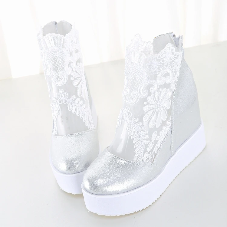 Shorha/Модная Милая обувь в римском стиле с кружевом; женская обувь на танкетке; цвет белый, черный; туфли-лодочки на платформе; босоножки на высоком каблуке; белые свадебные туфли