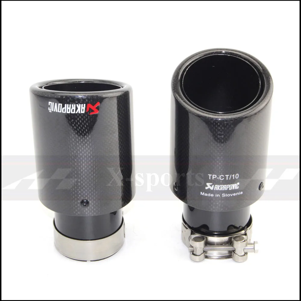 Economici Akrapovic stile Auto di Scarico Tubi di Scarico In Carbonio Lucido Marmitta Punta Della Coda End Universale In Acciaio Inox Ricci nero Per Bmw E90