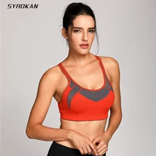 SYROKAN женский беспроводной ударопрочный сетчатый бюстгальтер с мягкими чашечками X-back Gym Active Sports