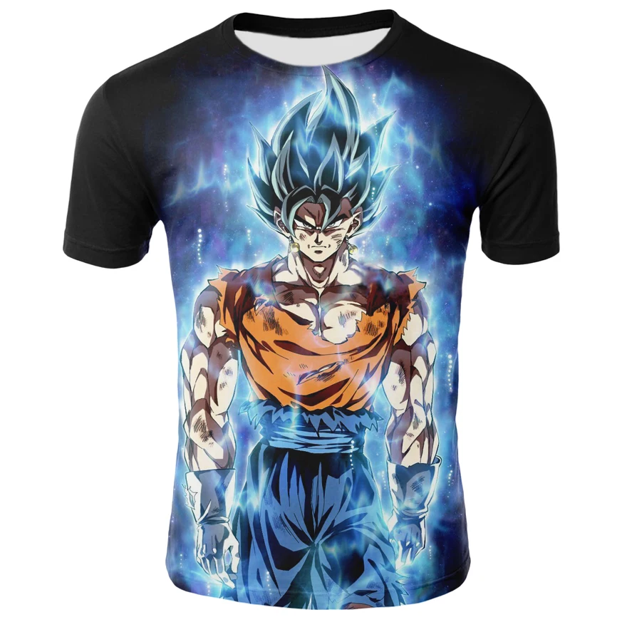 Dragon Ball Z Для мужчин летние футболки 3D принт Супер Saiyan ребенок Гоку черный Zamasu