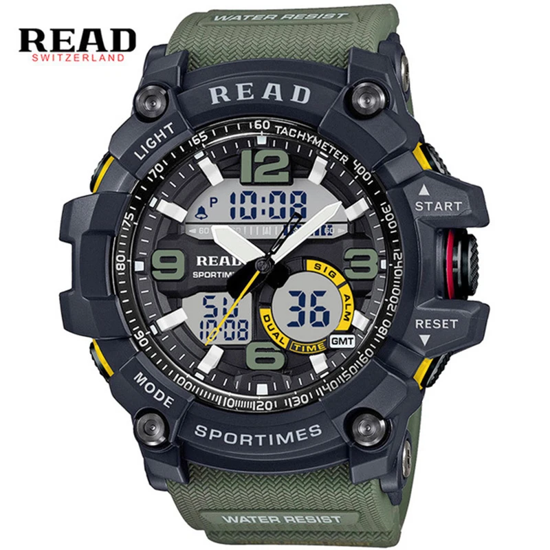 Online LESEN Sport Uhren Silikon Band Große Digitale Zifferblatt Männer Uhren Militär Armee Armbanduhr Zurück Licht Alarm stunden stop uhr mann