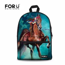 FORUDESIGNS/мужские рюкзаки с 3D изображением животных; рюкзак с принтом Crazy Horse для подростков и мальчиков; рюкзак для путешествий; мужской рюкзак; Mochila Infant