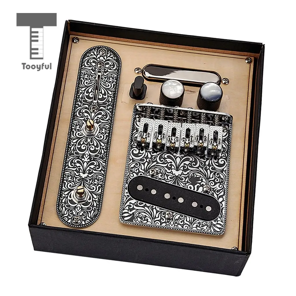 Black 3 Way Prewired Control Plate Bridge Replacement Accessory for Tele TL Guitar