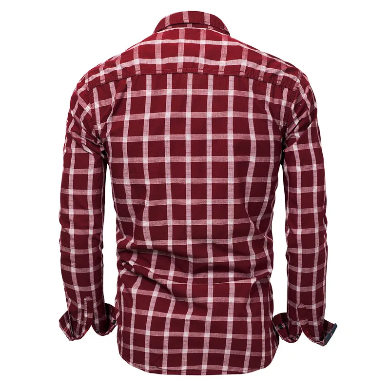 Casual Men's Long Sleeve Plaid Dress Shirt Cool Classic 100% Cotton Male Social Work Business Dress Shirt Tops Camisa Masculina (20)