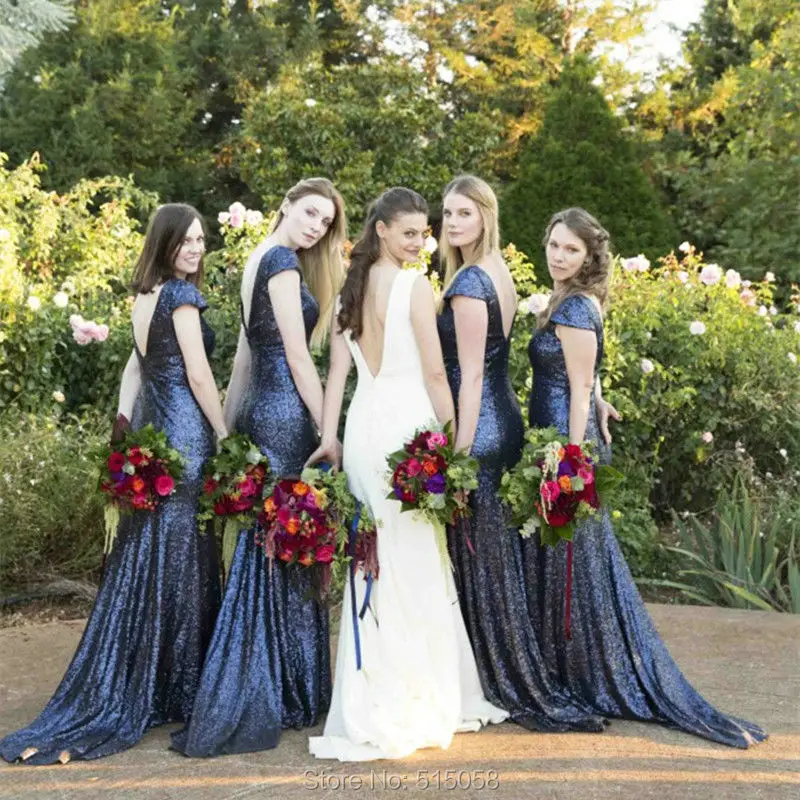 blue glitter bridesmaid dresses