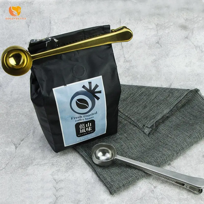 

1Pc Coffee Spoon With Clip Stainless Steel Tea Coffee Measuring Scoop Multifunction Kitchen Supplies