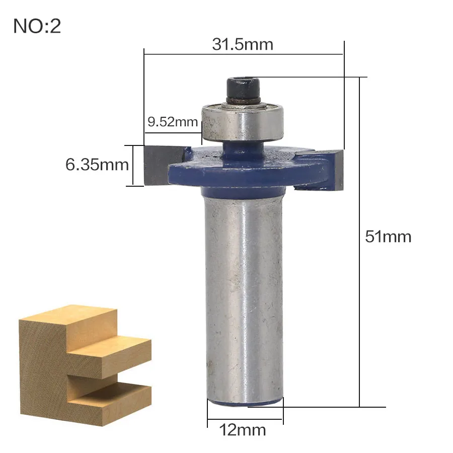 1 шт./компл. высокое качество «Т» Тип бит с подшипником 12 мм хвостовик ласточкин хвост фрезы Резак работы по дереву - Длина режущей кромки: NO2
