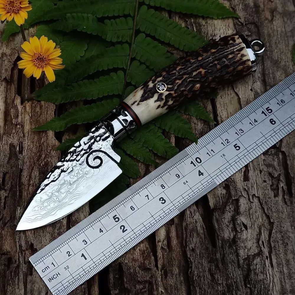 

PSRK Manual VG10 Damascus Steel Shofar Camping Knife Pocket Tactical Knife Survival Hunting Knife Outdoor Multi Tools Best Gift